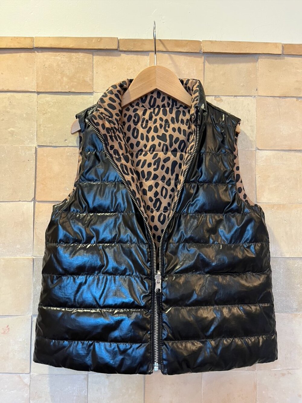 J Crew Puffer Vest Leopard Print Size M - Picture 4 of 5